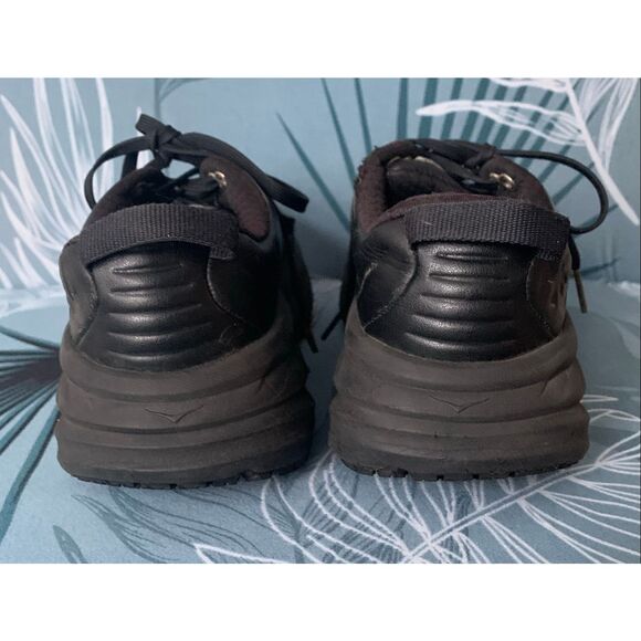 HOKA ONE Bondi black leather Slip Oil Resistant Sneakers Gym Work SHOES women’s - Picture 8 of 13